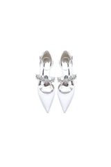 Crystal Strap Pointed Toe Satin Kitten Heels