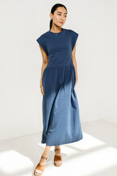 Louie Midi Dress in Indigo FINAL SALE