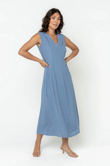 Noah Midi Dress in Blue