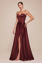 SELMA GOWN A LINE LUXE SATIN BUSTIER DRESS