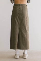 Rylie Denim Maxi Skirt in Olive FINAL SALE