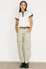 Angela Barrel Jeans in Olive FINAL SALE