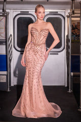 Bellamy Gown Cascading Crystal Strapless Dress