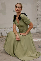 Nellie Drop Waist Maxi Dress in Sage FINAL SALE