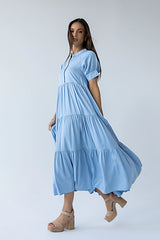 Amanda Tiered Dress in Slate Blue