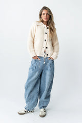 Jonah Collared Cardigan in Cream FINAL SALE