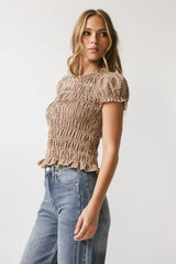 Ruth Smocked Top in Brown