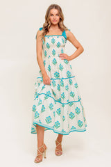 BEAUTY IN BLOOM BLUE TIE STRAP MIDI DRESS
