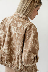 Kellie Floral Bomber Jacket in Camel FINAL SALE
