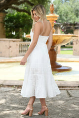 Sisi Eyelet Midi Dress White