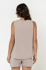 Kaytee Ribbed Top in Taupe