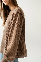 Trace Waffle Knit Top in Mocha