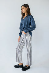 Margaret Twist Button Up in Blue