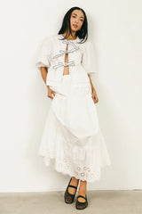 Elvie Peplum Tie Blouse in White FINAL SALE