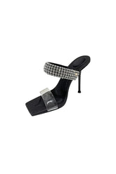 Square Toe Stiletto High Heels with Beading