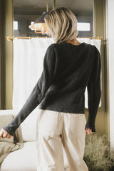 Kelcey Waffle Knit Top in Black FINAL SALE