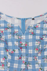 Printed Plaid Short Sleeveless Hepburn Style Vintage Dress