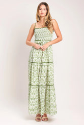 DAINTY FLORA GREEN MAXI DRESS