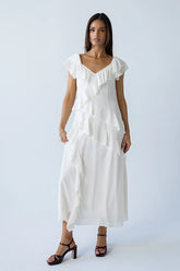 Quinton Ruffle Maxi Dress in Cream