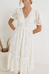 Rowan Lace Dress in White FINAL SALE