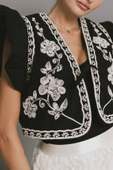 Damaris Embroidered Vest in Black FINAL SALE