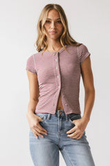 Trisha Striped Top in Red