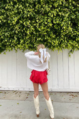 Piper Faux Leather Ruffle Shorts