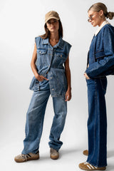 Taylor Denim Vest in Medium Wash FINAL SALE