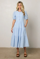 Finey Button Front Maxi Dress in Blue FINAL SALE