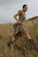 Opal Gingham Maxi Dress in Brown