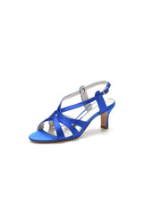 Royal Blue Cross Strap Pump with Elegant Silver Buckle