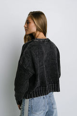 Payton Knit Sweater in Washed Black FINAL SALE