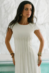 Carolina Pleated Maxi Dress in Ivory