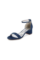 Simple Buckle Strap Open Toe Chunky Heels