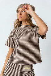 Jannet Striped Top in Brown