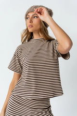 Jannet Striped Top in Brown