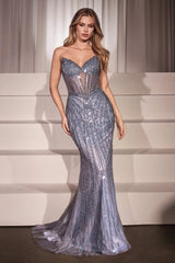 RENATA GOWN V NECK BEADED EVENING DRESS