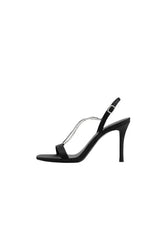 Square Toe Stiletto Black High Heels with Beading