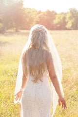 Vintage Tulle With Pearls Short Wedding Veil
