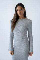 Bonnie Polka Dot Top in Grey