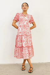 Alena Eyelet Lace Dress in Red FINAL SALE