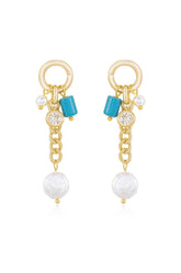 Pearl and Charm Dangle Earrings