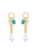 Pearl and Charm Dangle Earrings