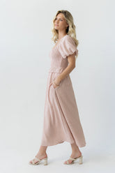 Renley Plaid Midi Dress in Clay