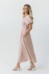 Renley Plaid Midi Dress in Clay