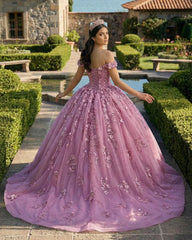 Floral Lace Sweetheart Corset Ball Gown Quinceañera Dress
