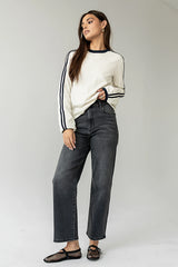 Romy Striped Top in Bone