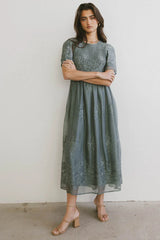 Alora Embroidered Dress in Teal FINAL SALE