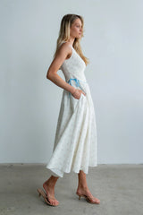 Kammie Smocked Midi Dress in Cream