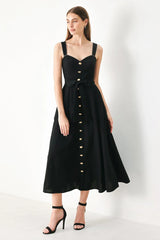 LOVELY NOIR BLACK MIDI DRESS